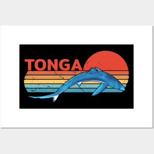 Blue Shark Kingdom of Tonga Vintage Travel Design Posters and Art